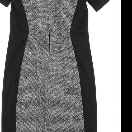 TU Womens Black Colourblock Viscose A-Line Size 12 Round Neck Zip
