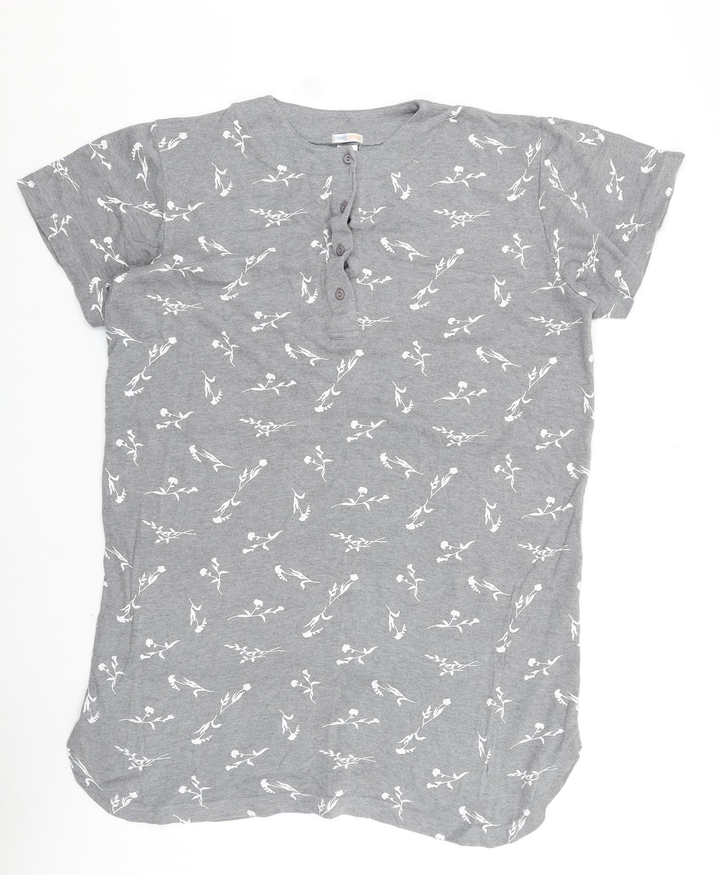 Comme le jour Womens Grey Geometric 100% Cotton Basic T-Shirt Size 10 V-Neck