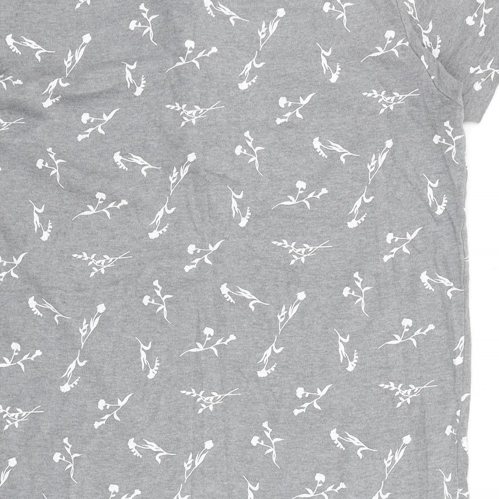 Comme le jour Womens Grey Geometric 100% Cotton Basic T-Shirt Size 10 V-Neck