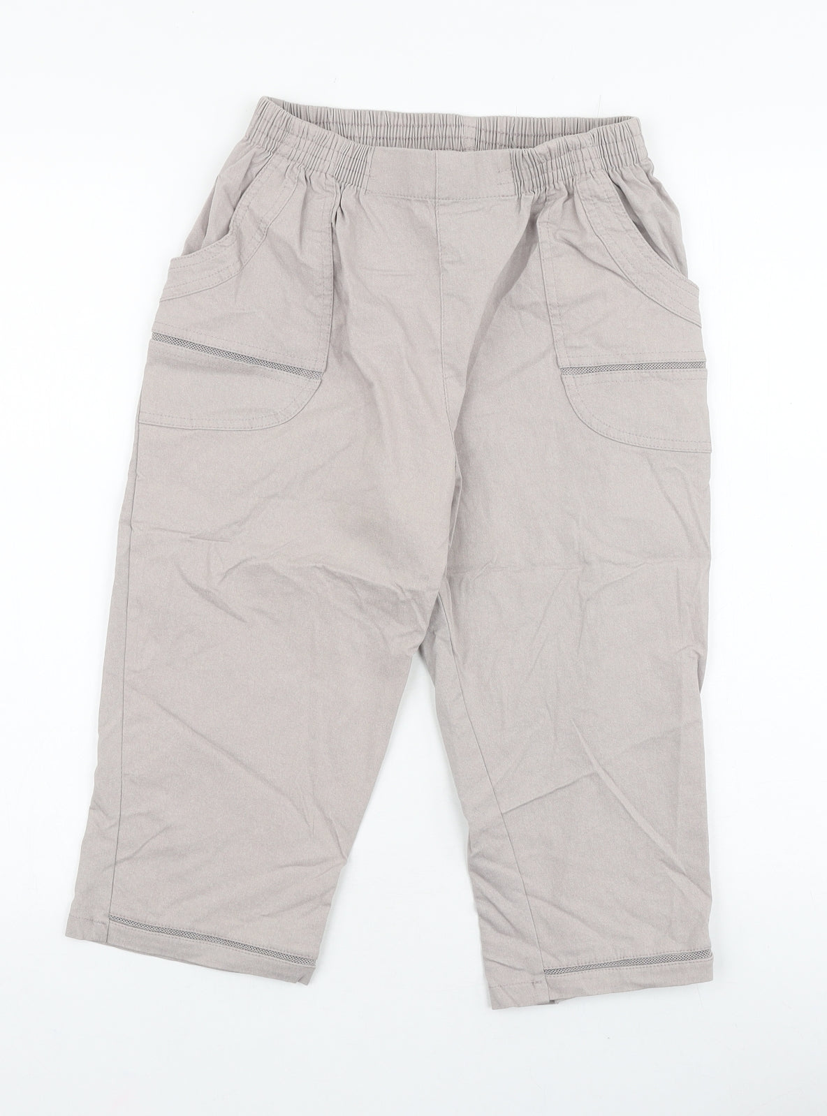 Preworn Womens Grey Polyester Cropped Trousers Size 24 in Regular