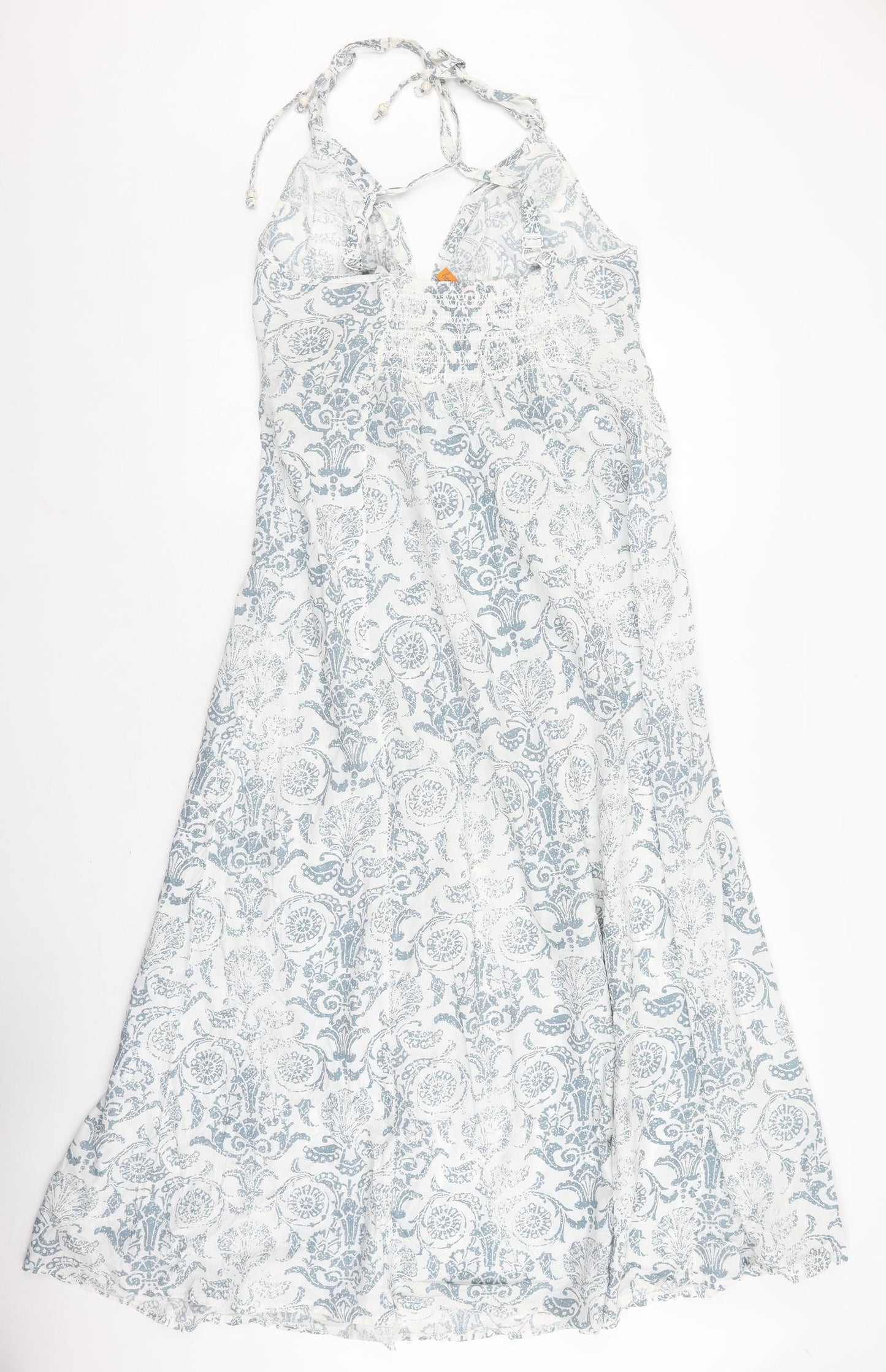 Bravissimo Womens Blue Geometric Cotton Maxi Size 12 V-Neck Tie