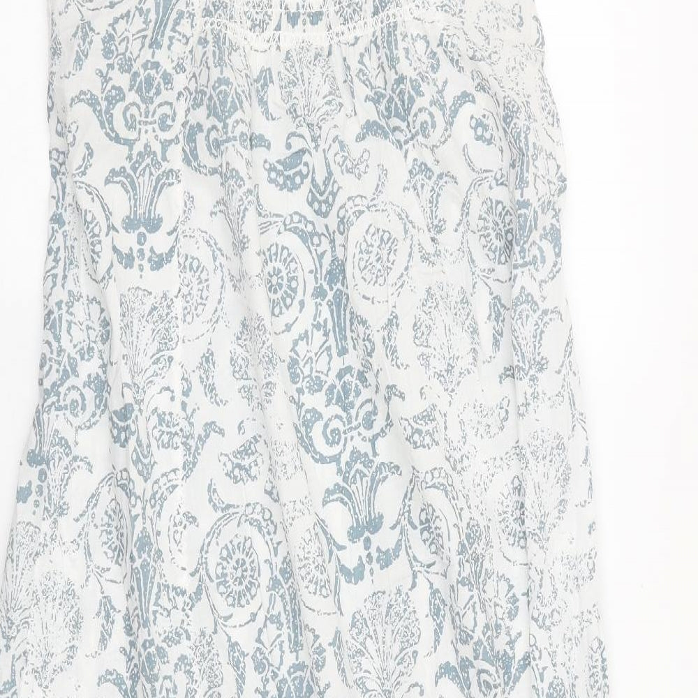 Bravissimo Womens Blue Geometric Cotton Maxi Size 12 V-Neck Tie