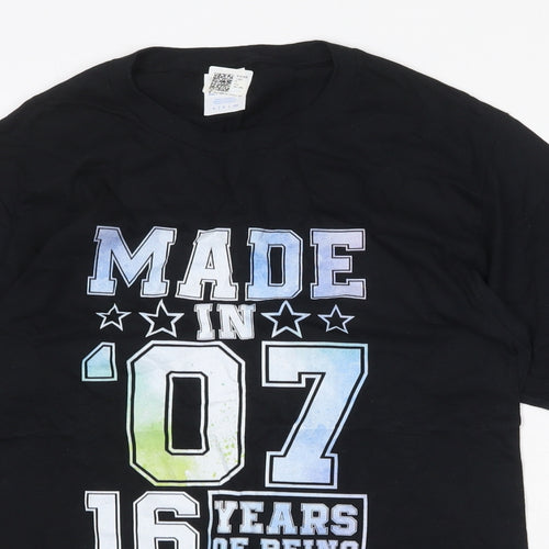 Port & Company Mens Black Cotton T-Shirt Size S Round Neck
