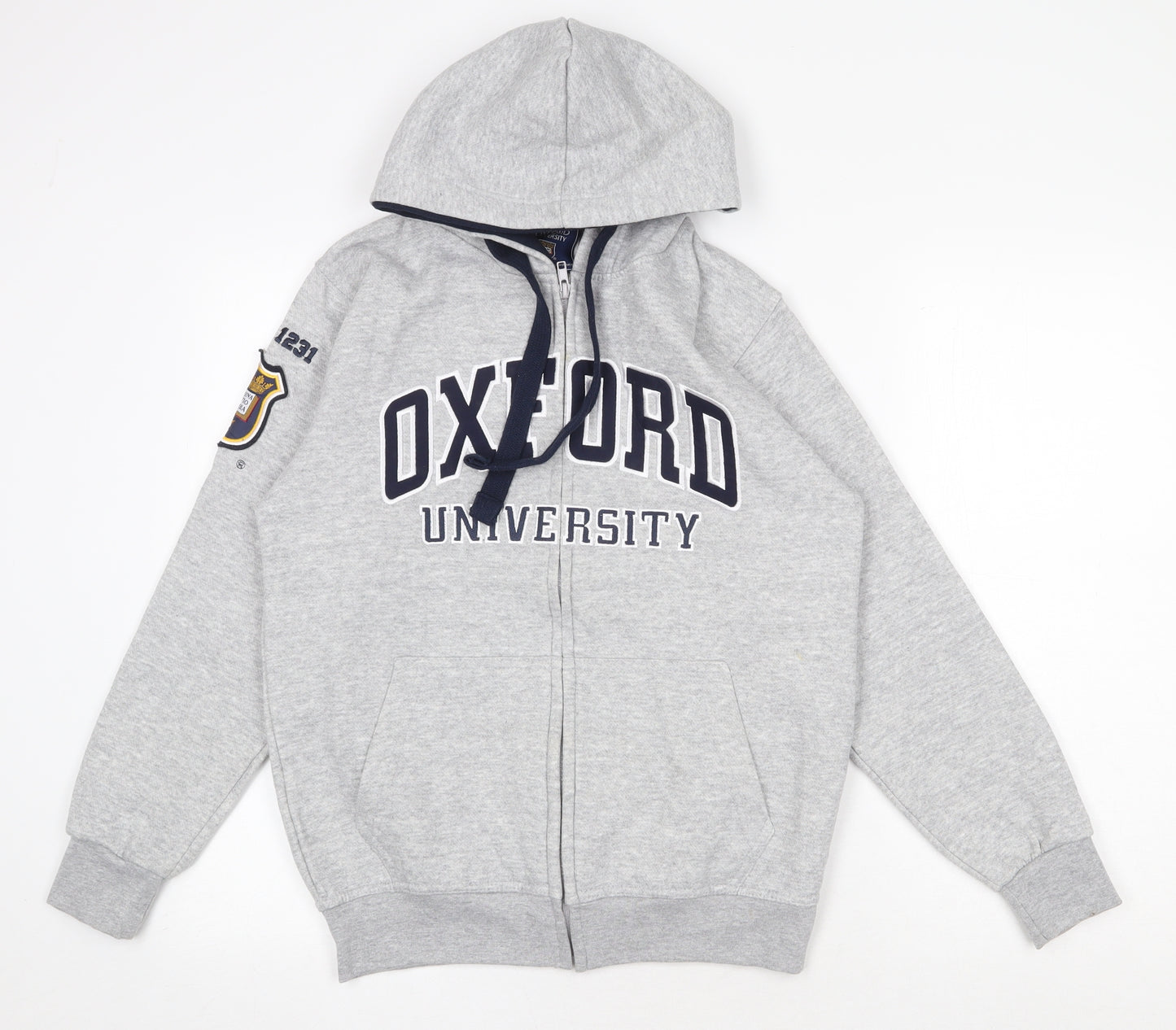 Oxford University Mens Grey Cotton Full Zip Hoodie Size S