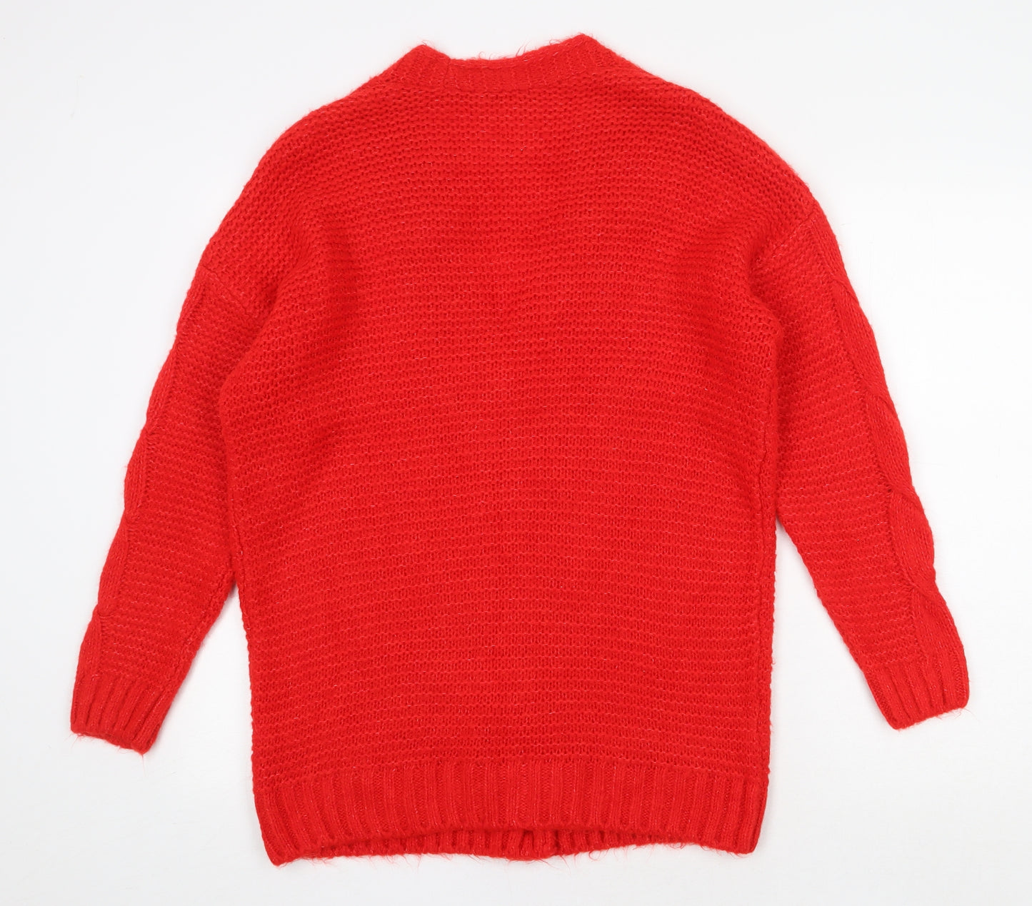 George Womens Red V-Neck Acrylic Cardigan Jumper Size S