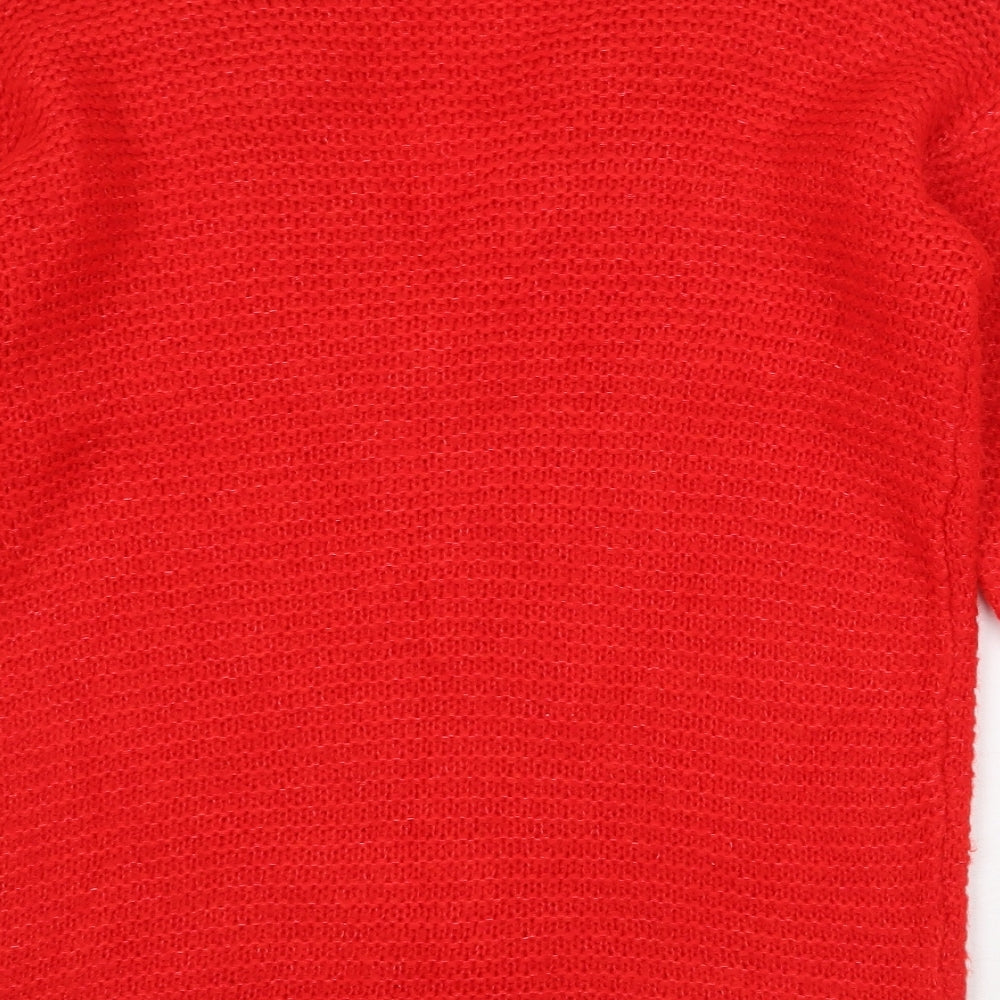 George Womens Red V-Neck Acrylic Cardigan Jumper Size S