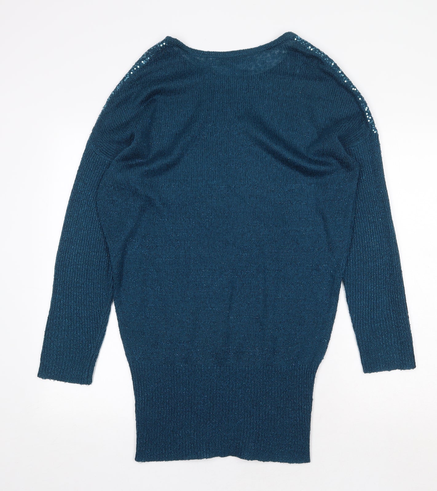 Peacocks Womens Green Acrylic Jumper Dress Size 10 Round Neck Pullover