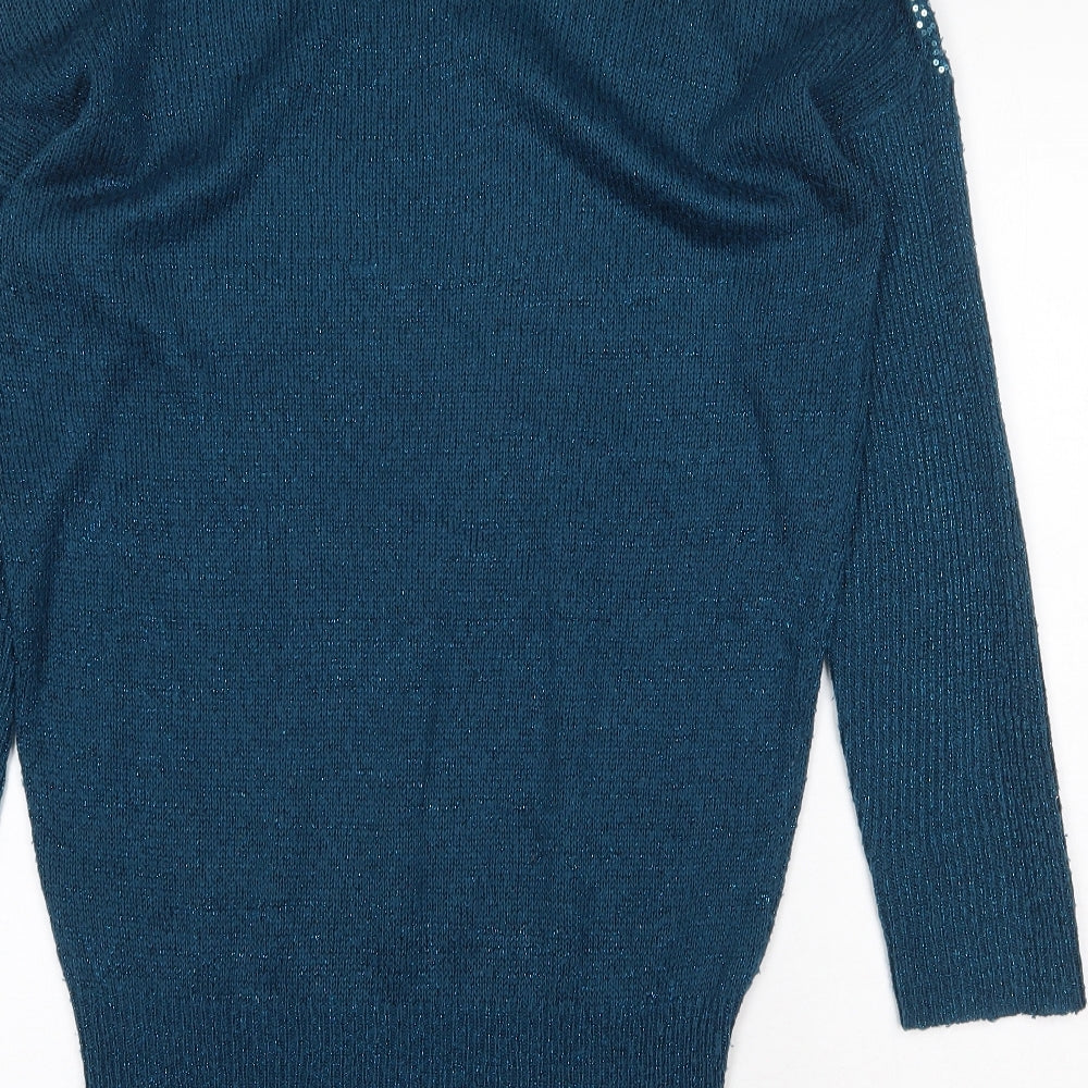 Peacocks Womens Green Acrylic Jumper Dress Size 10 Round Neck Pullover