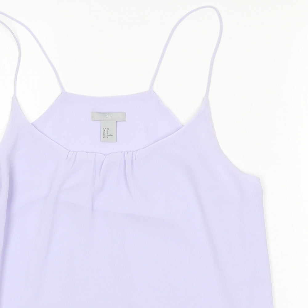 H&M Womens Purple Polyester Basic Tank Size 8 Round Neck