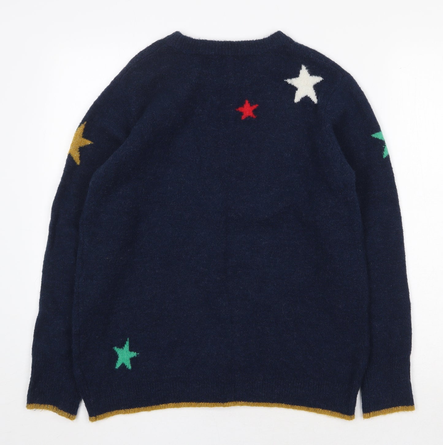 Joules Womens Blue Round Neck Geometric Acrylic Pullover Jumper Size 12 - Star Pattern