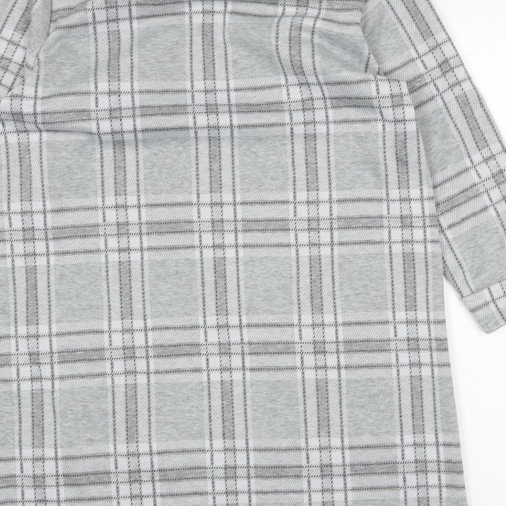 Primark Womens Grey Plaid Cotton Shift Size 10 Boat Neck Pullover