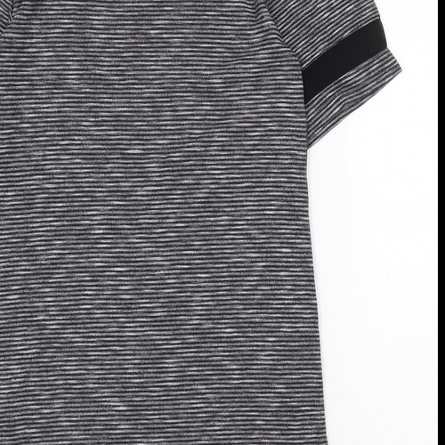Miss Selfridge Womens Grey Striped Polyester T-Shirt Dress Size 8 Round Neck Pullover