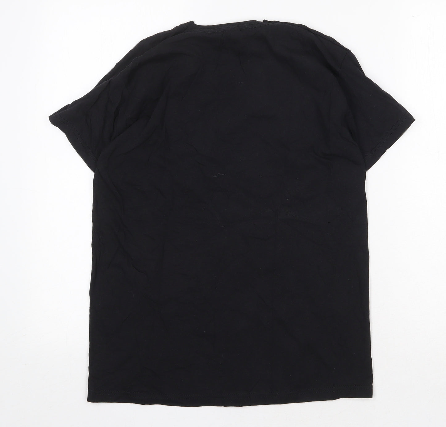 Fruit of the Loom Girls Black 100% Cotton Basic T-Shirt Size 12-13 Years Round Neck Pullover - Eagle