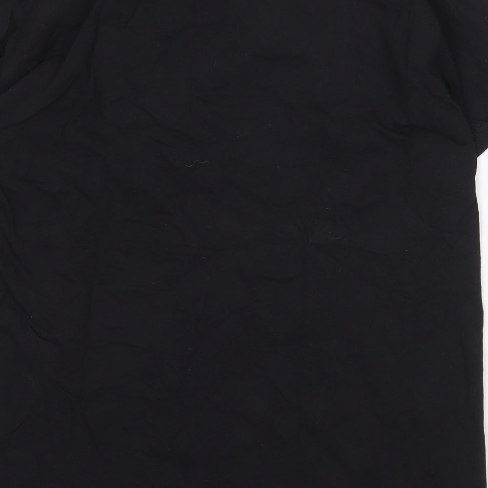 Fruit of the Loom Girls Black 100% Cotton Basic T-Shirt Size 12-13 Years Round Neck Pullover - Eagle