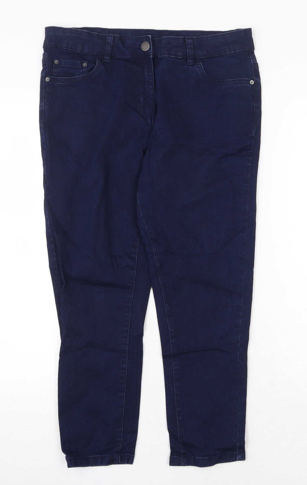 Bonmarché Womens Blue Cotton Straight Jeans Size 14 Regular Zip