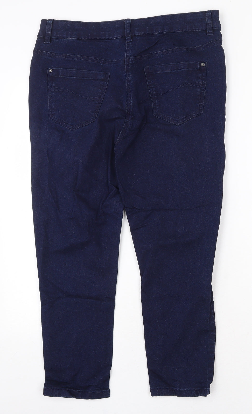 Bonmarché Womens Blue Cotton Straight Jeans Size 14 Regular Zip