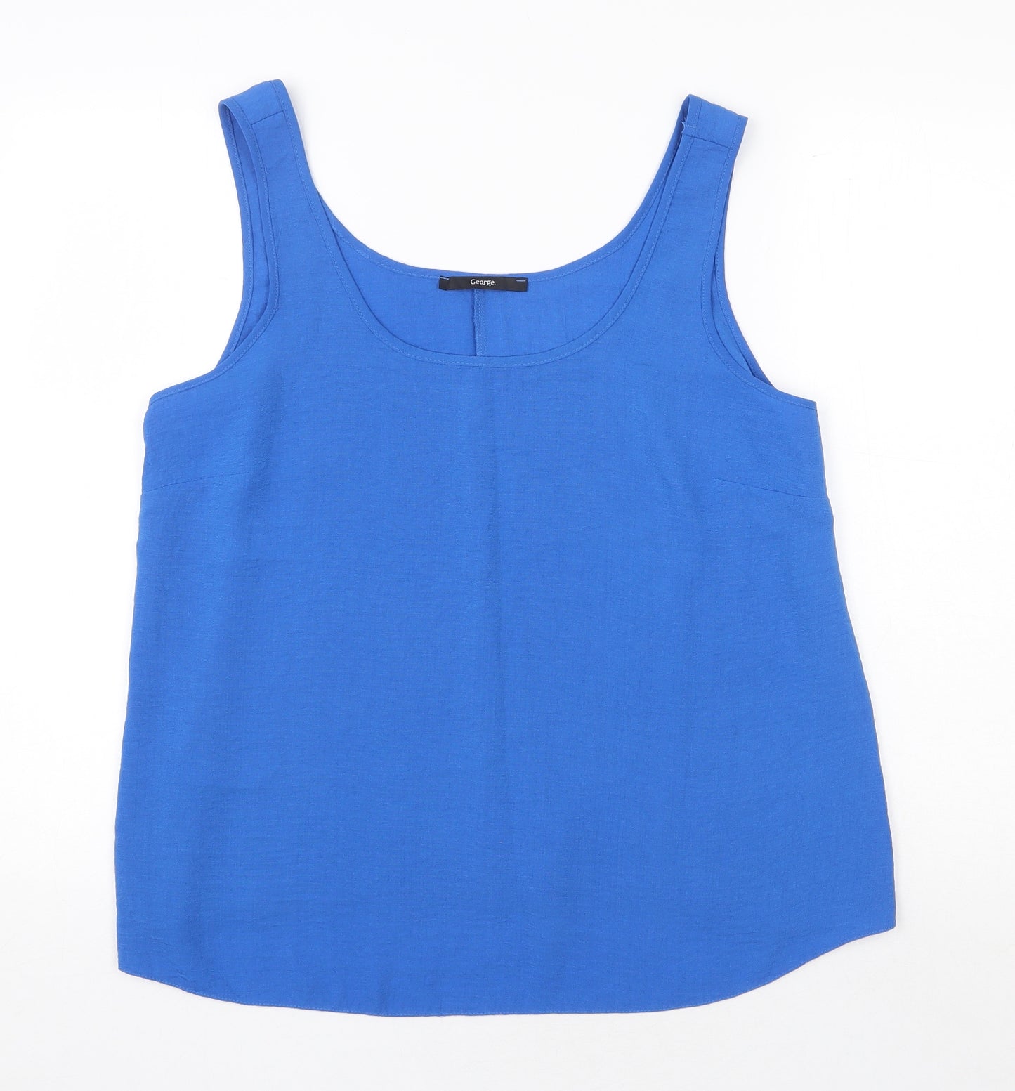 George Womens Blue Polyester Basic Tank Size 14 Scoop Neck