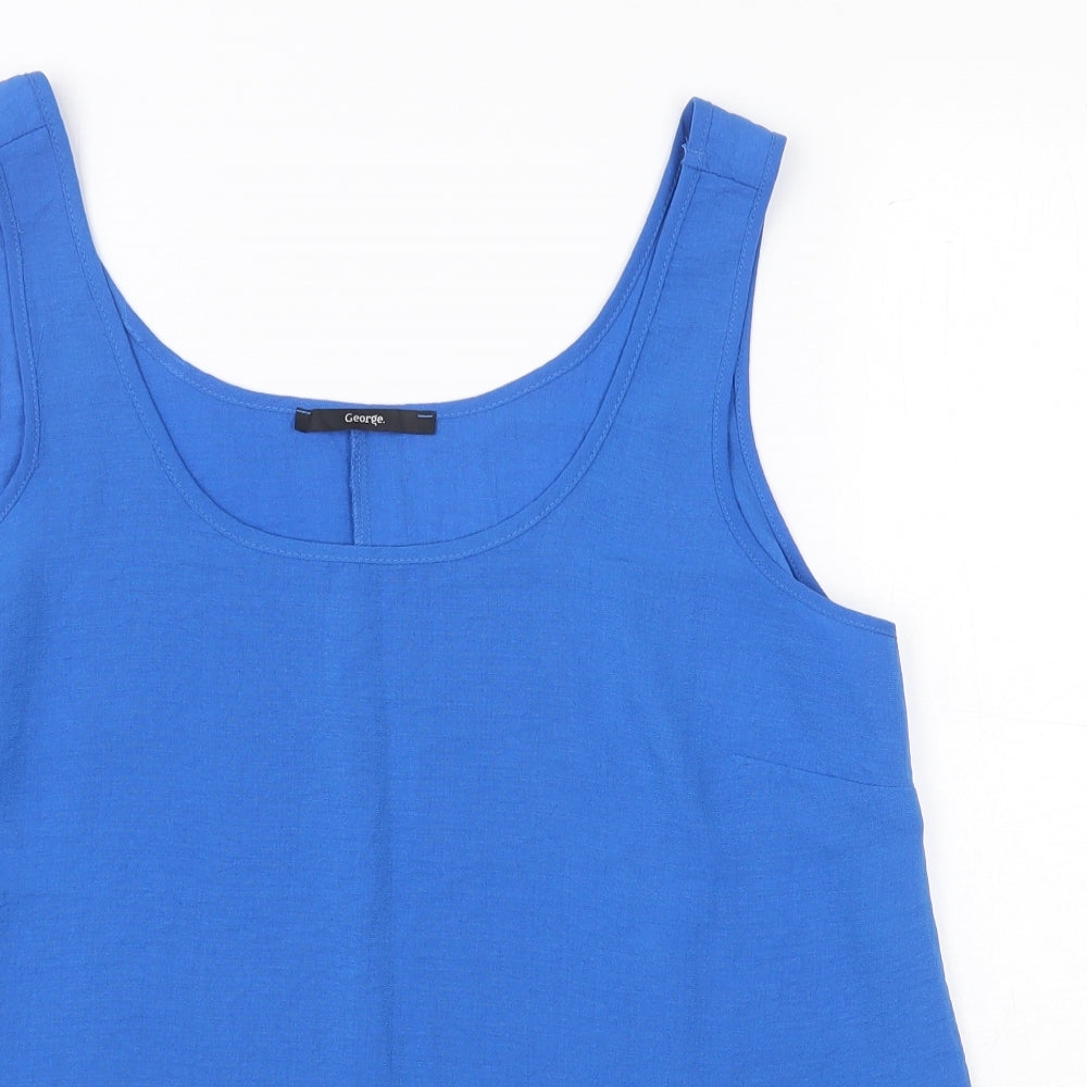 George Womens Blue Polyester Basic Tank Size 14 Scoop Neck