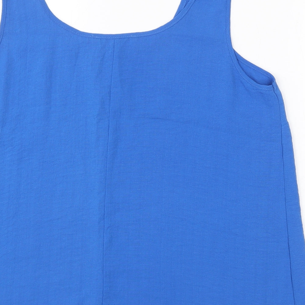 George Womens Blue Polyester Basic Tank Size 14 Scoop Neck