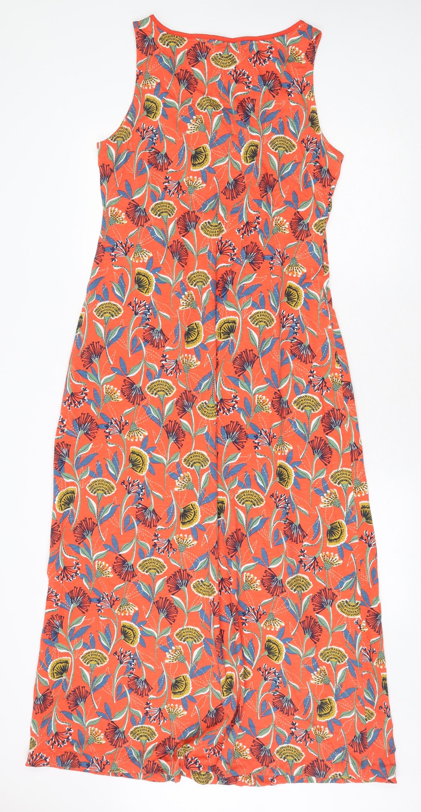 MANTARAY PRODUCTS Womens Orange Geometric Cotton Fit & Flare Size 14 Scoop Neck Pullover