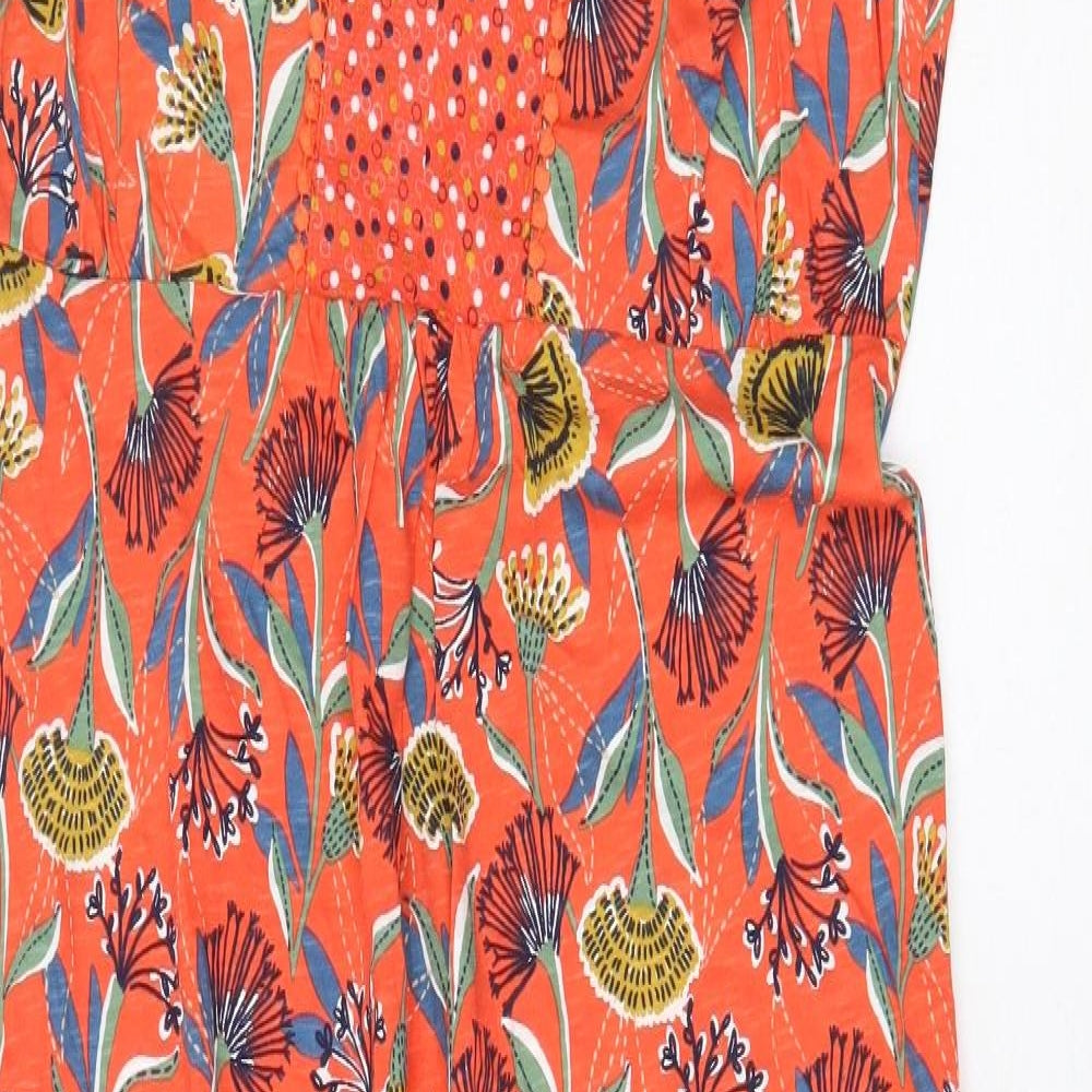 MANTARAY PRODUCTS Womens Orange Geometric Cotton Fit & Flare Size 14 Scoop Neck Pullover