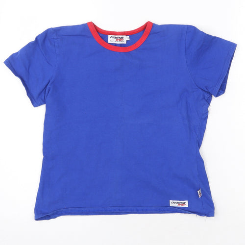 Champion Sport Womens Blue Cotton Basic T-Shirt Size 12 Round Neck