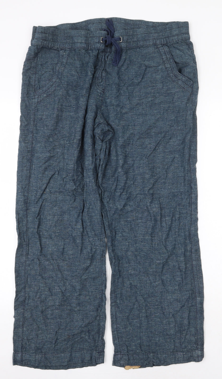 George Womens Blue Linen Trousers Size 18 Regular Tie