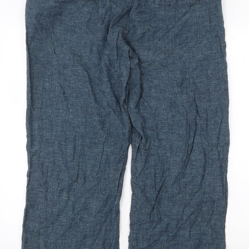 George Womens Blue Linen Trousers Size 18 Regular Tie