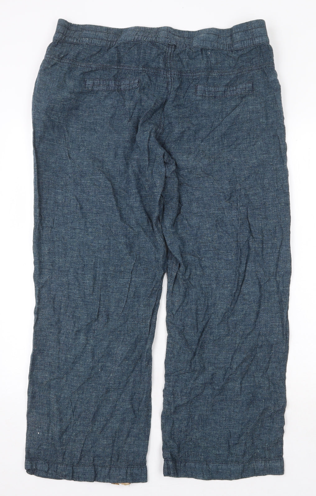 George Womens Blue Linen Trousers Size 18 Regular Tie