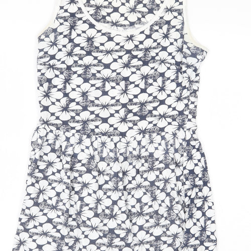 South Womens White Geometric 100% Cotton A-Line Size 10 Scoop Neck Pullover