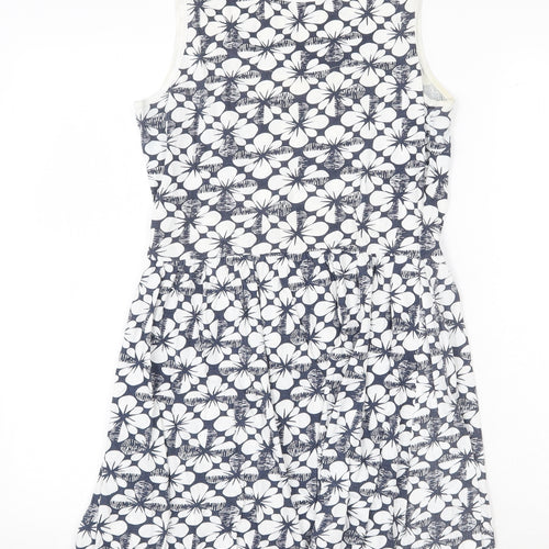 South Womens White Geometric 100% Cotton A-Line Size 10 Scoop Neck Pullover