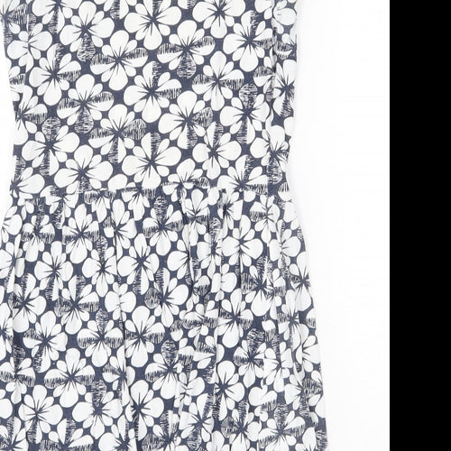 South Womens White Geometric 100% Cotton A-Line Size 10 Scoop Neck Pullover