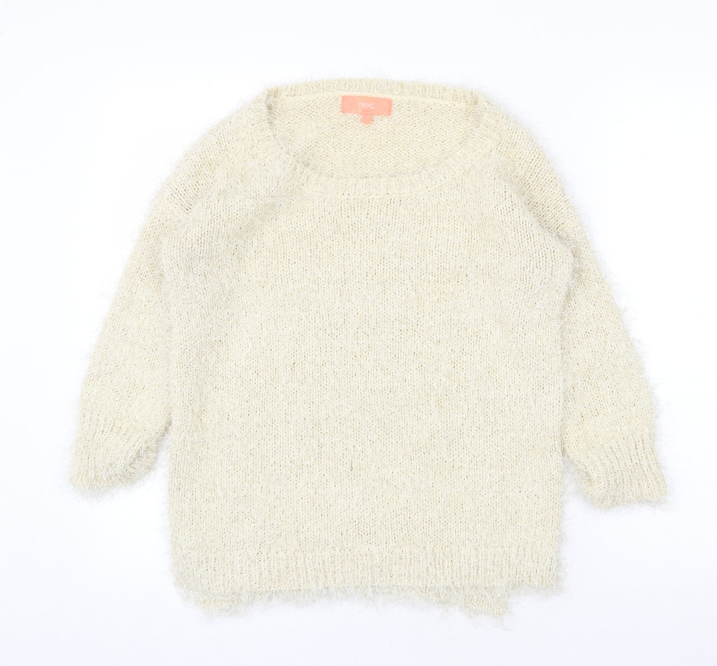 NEXT Womens Beige Scoop Neck Polyester Pullover Jumper Size S