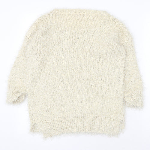 NEXT Womens Beige Scoop Neck Polyester Pullover Jumper Size S