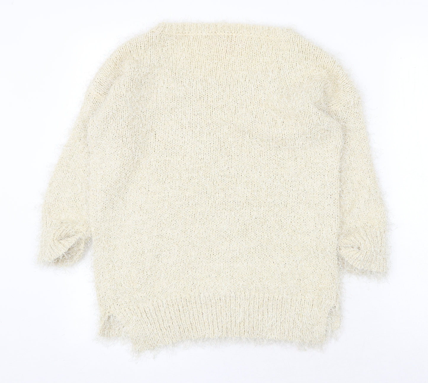 NEXT Womens Beige Scoop Neck Polyester Pullover Jumper Size S
