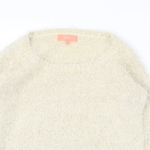 NEXT Womens Beige Scoop Neck Polyester Pullover Jumper Size S