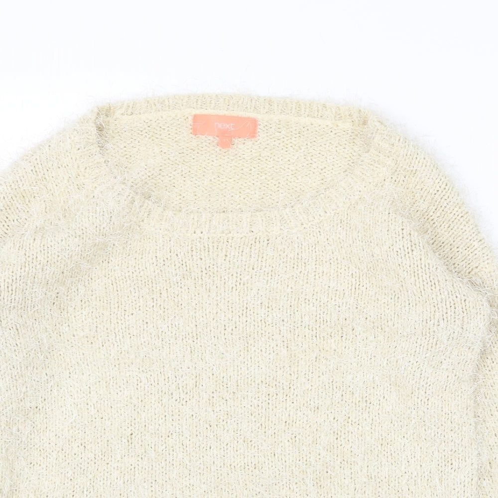 NEXT Womens Beige Scoop Neck Polyester Pullover Jumper Size S