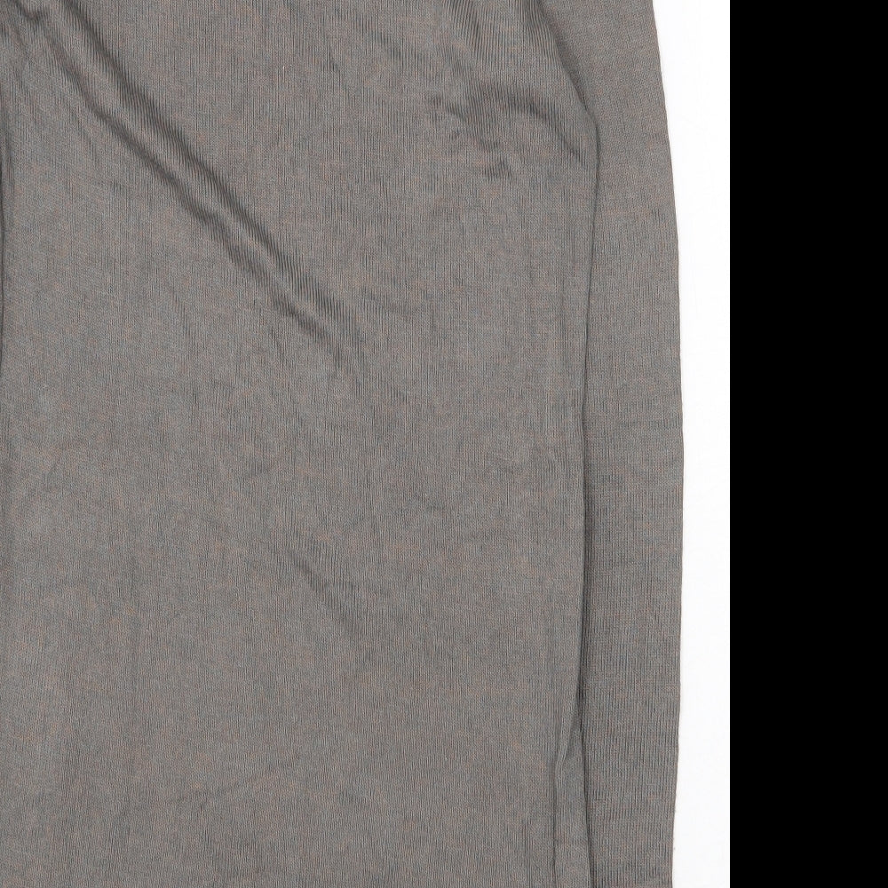 River Island Womens Grey Viscose Basic T-Shirt Size 8 Round Neck - Slogan