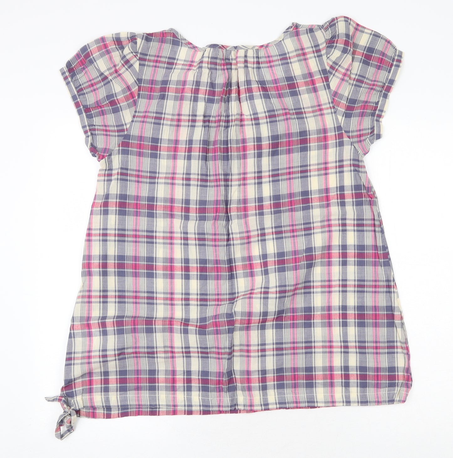 E-vie Womens Multicoloured Plaid 100% Cotton Basic T-Shirt Size 14 Scoop Neck