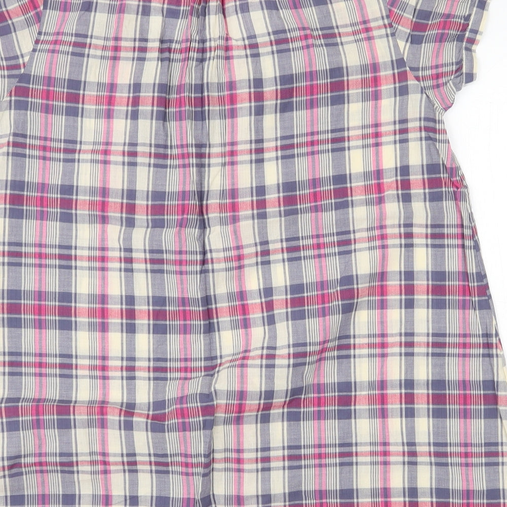 E-vie Womens Multicoloured Plaid 100% Cotton Basic T-Shirt Size 14 Scoop Neck