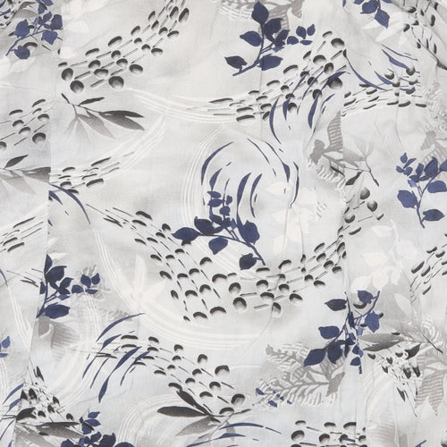 LV Clothing Womens Grey Geometric 100% Cotton Basic Blouse Size 18 Round Neck