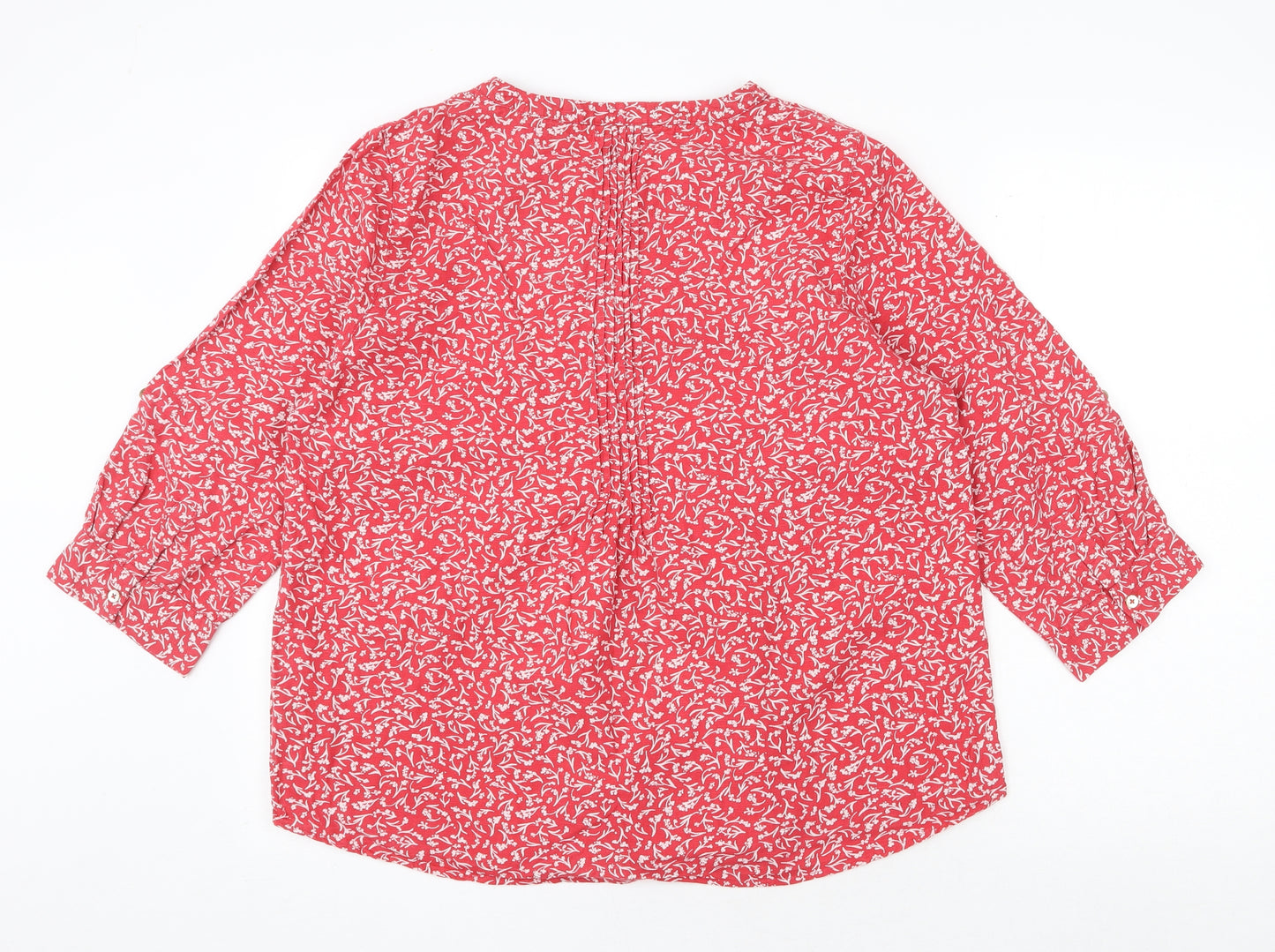 Brakeburn Womens Red Geometric Cotton Basic Blouse Size 14 V-Neck