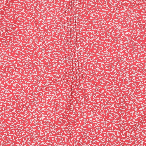 Brakeburn Womens Red Geometric Cotton Basic Blouse Size 14 V-Neck