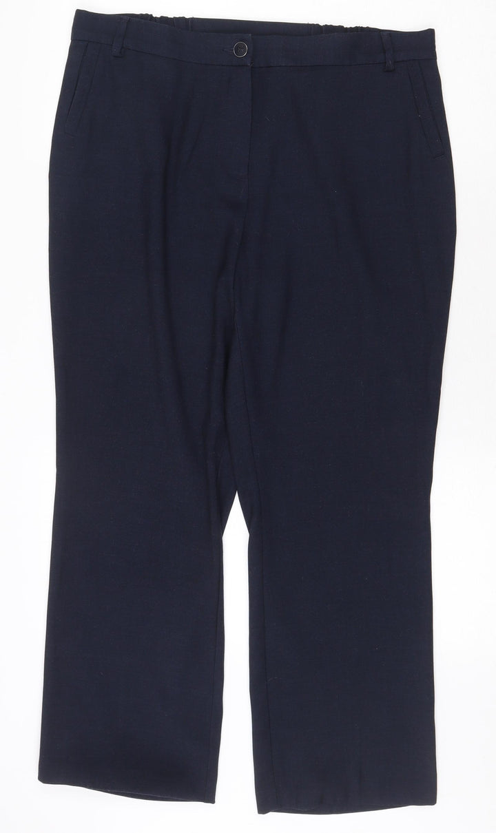 Marks and Spencer Womens Blue Polyester Trousers Size 14 Regular Zip