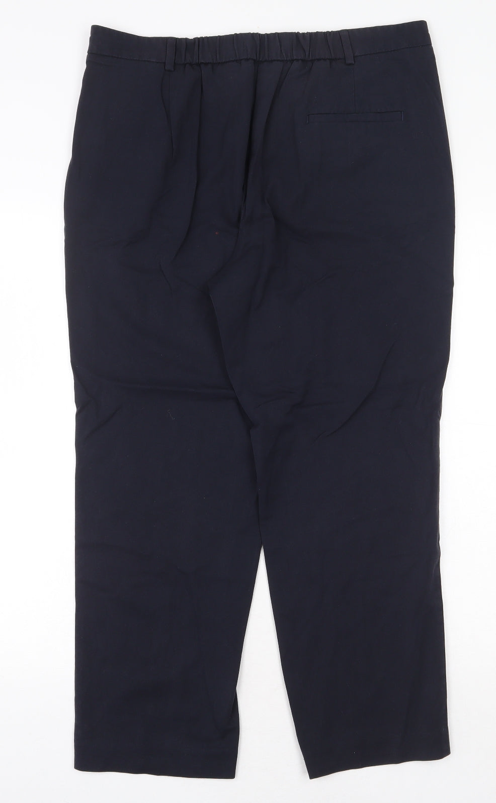 Marks and Spencer Womens Blue Viscose Chino Trousers Size 14 Regular Zip