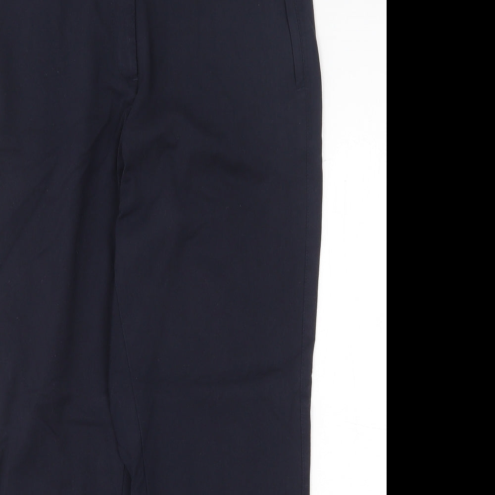 Marks and Spencer Womens Blue Viscose Chino Trousers Size 14 Regular Zip