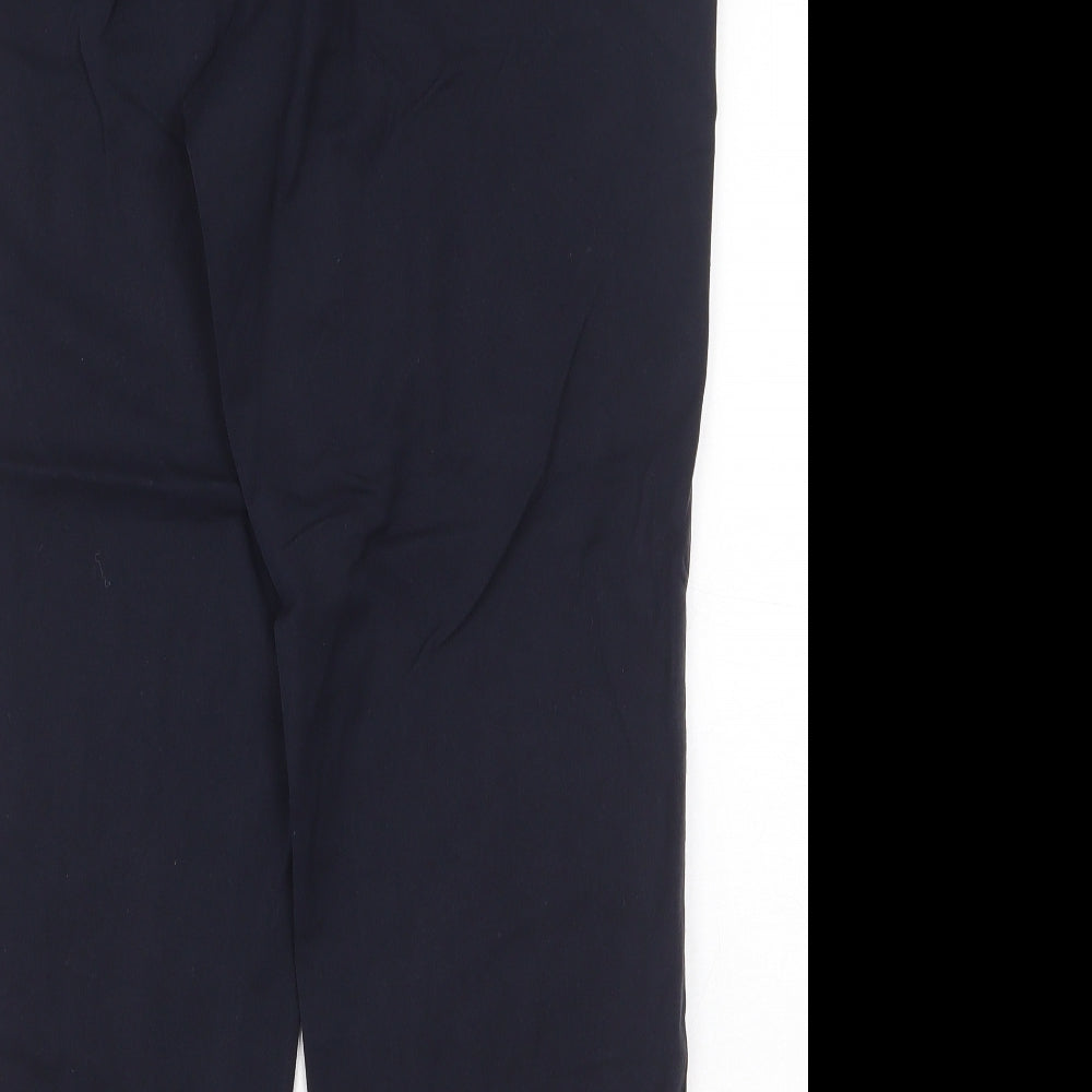 Marks and Spencer Womens Blue Viscose Chino Trousers Size 14 Regular Zip