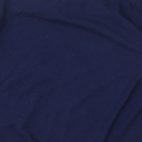 Isle Essentials Womens Blue Polyester Basic Blouse Size M V-Neck