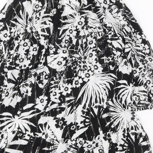 NEXT Womens Black Geometric Viscose Basic Blouse Size 10 V-Neck