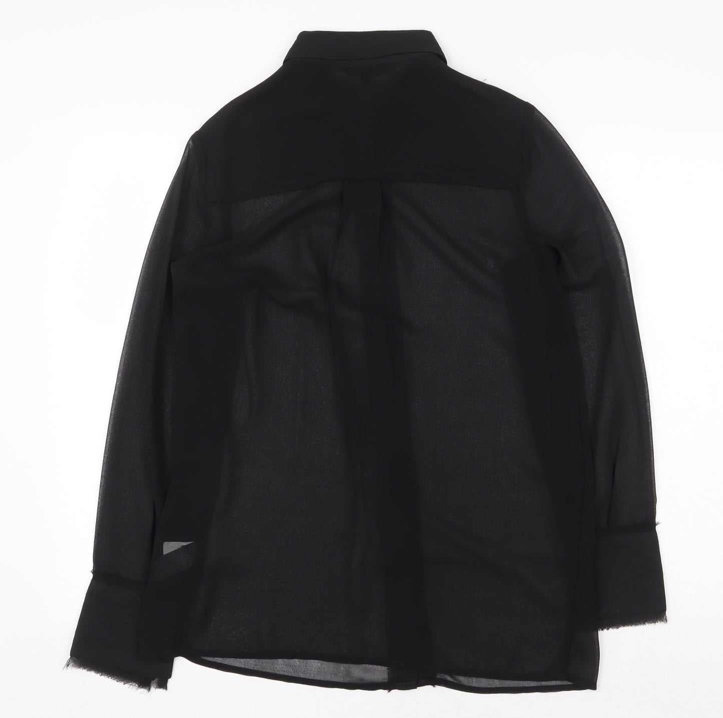 NEXT Womens Black Polyester Basic Button-Up Size 12 V-Neck